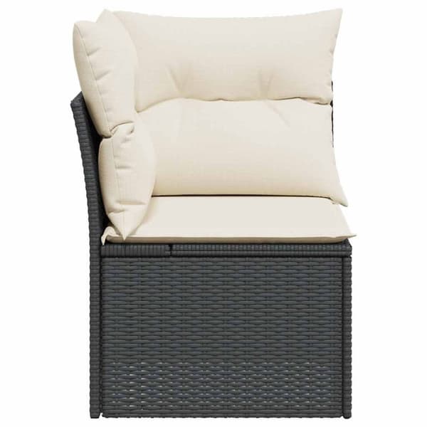 vidaXL hjørnemodul til havesofa med hynder polyrattan sort