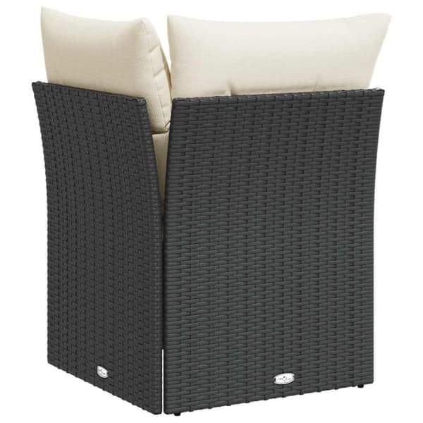 vidaXL hjørnemodul til havesofa med hynder polyrattan sort