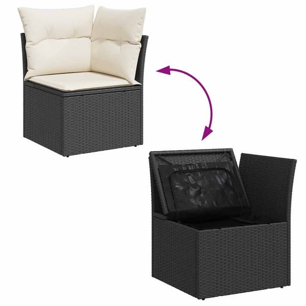 vidaXL hjørnemodul til havesofa med hynder polyrattan sort