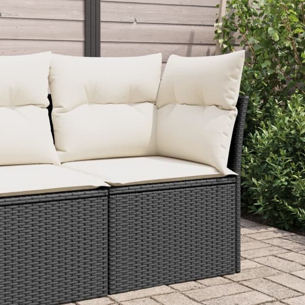 vidaXL hjørnemodul til havesofa med hynder polyrattan sort
