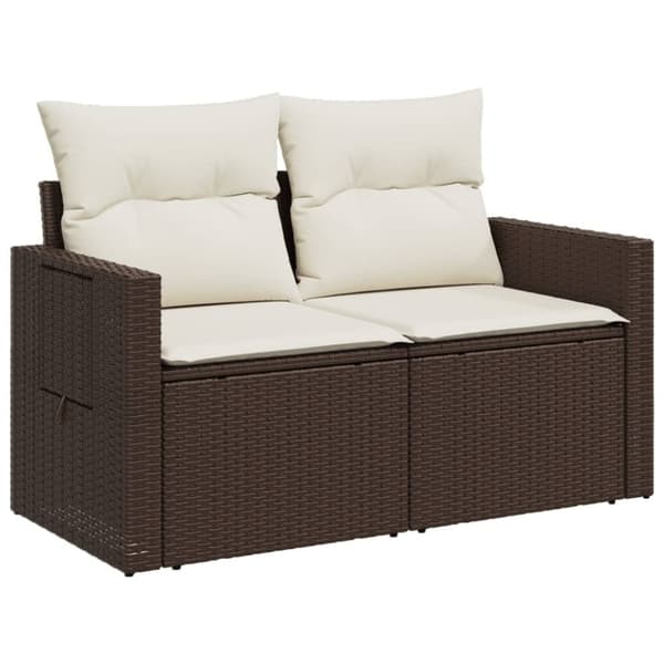 vidaXL 2-personers havesofa med hynder polyrattan brun
