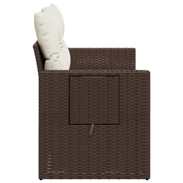 vidaXL 2-personers havesofa med hynder polyrattan brun