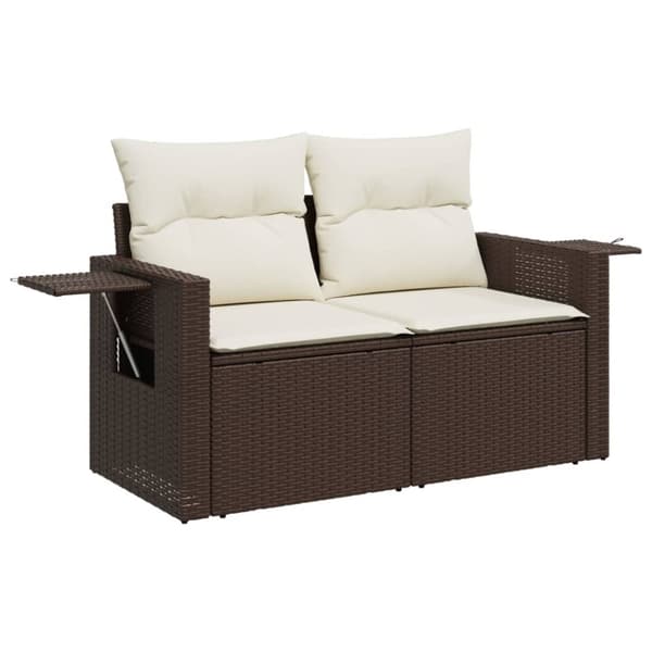 vidaXL 2-personers havesofa med hynder polyrattan brun