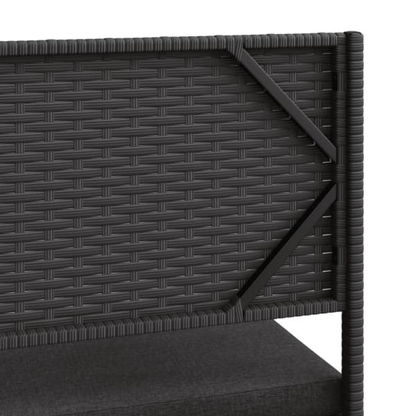 vidaXL Hagesofa med bord og puter L-formet svart polyrotting