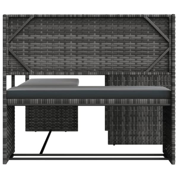 vidaXL Hagesofa med bord og puter L-formet grå polyrotting