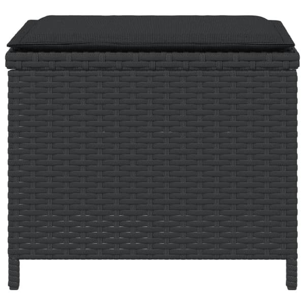 vidaXL haveskammel med hynder 4 stk. 41x41x36 cm polyrattan sort
