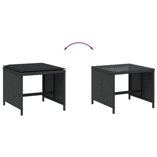 vidaXL haveskammel med hynder 4 stk. 41x41x36 cm polyrattan sort