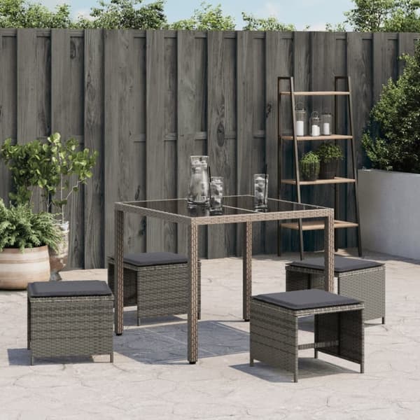 vidaXL haveskamler 4 stk. med hynder 41x41x36 cm polyrattan grå