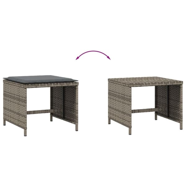 vidaXL haveskamler 4 stk. med hynder 41x41x36 cm polyrattan grå