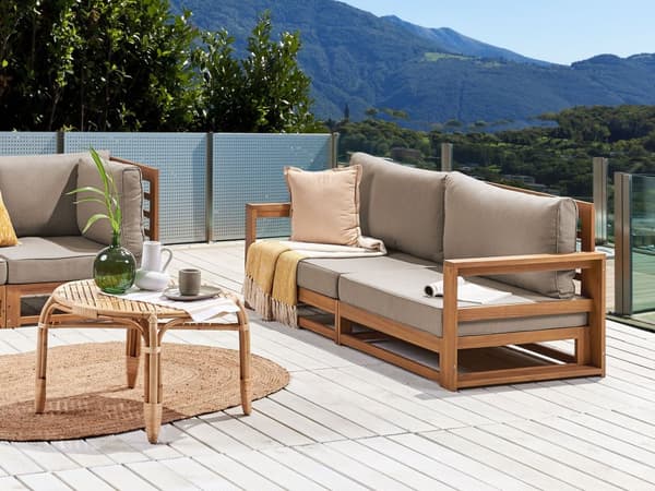 Trädgårdssoffa Ljust trä Certifierat akacia Utomhus 2-sits med kuddar Modern design