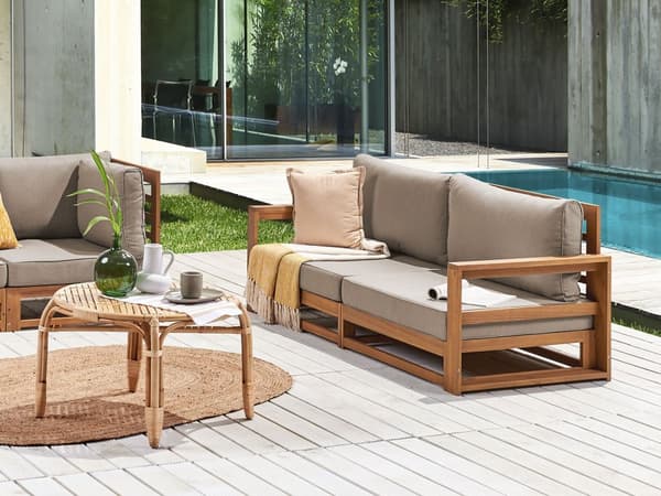 Trädgårdssoffa Ljust trä Certifierat akacia Utomhus 2-sits med kuddar Modern design