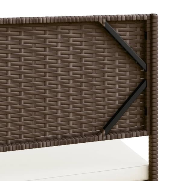 vidaXL Trädgårdssoffa med bord och dynor L-formad brun konstrotting