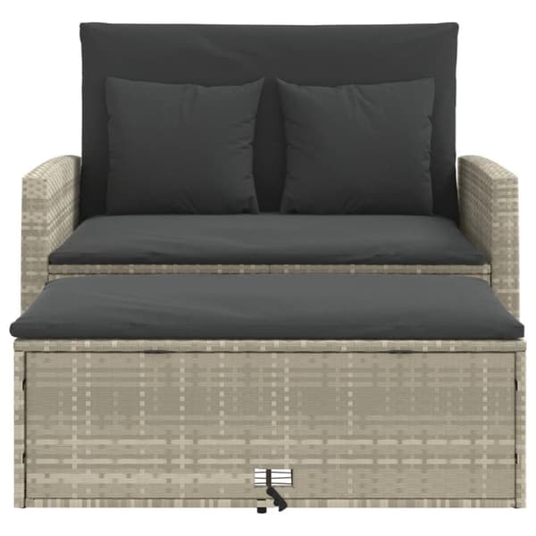 vidaXL 2-personers havesofa med hynder polyrattan lysegrå