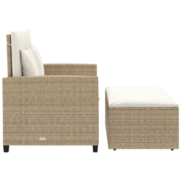 vidaXL 2-personers havesofa med hynder polyrattan beige