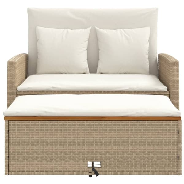 vidaXL 2-personers havesofa med hynder polyrattan og akacietræ beige