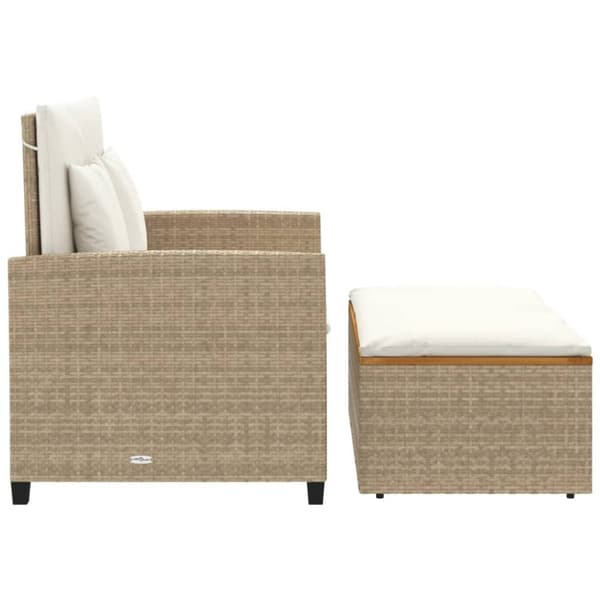 vidaXL 2-personers havesofa med hynder polyrattan og akacietræ beige