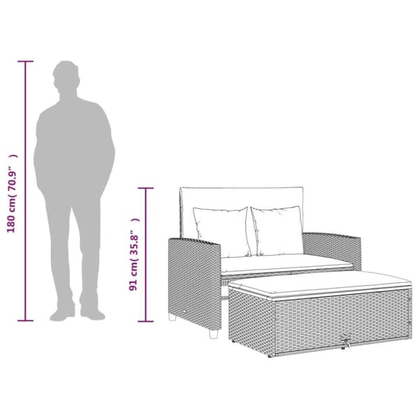 vidaXL 2-personers havesofa med hynder polyrattan og akacietræ beige