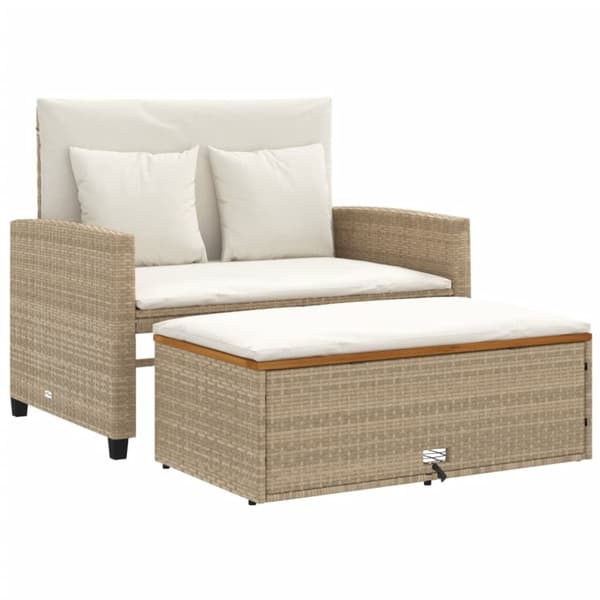vidaXL 2-personers havesofa med hynder polyrattan og akacietræ beige