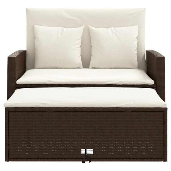 vidaXL 2-personers havesofa med hynder polyrattan brun