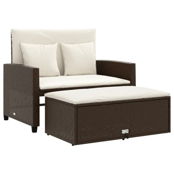 vidaXL 2-personers havesofa med hynder polyrattan brun