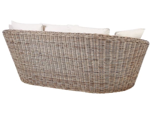 Utendørs daybed Natur Rotting 6 puter i beige farge Bohemsk og tradisjonell stil Hageseng Hagemøbler