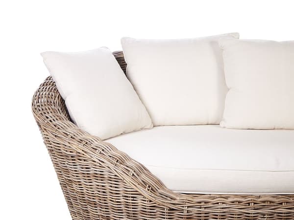 Utendørs daybed Natur Rotting 6 puter i beige farge Bohemsk og tradisjonell stil Hageseng Hagemøbler