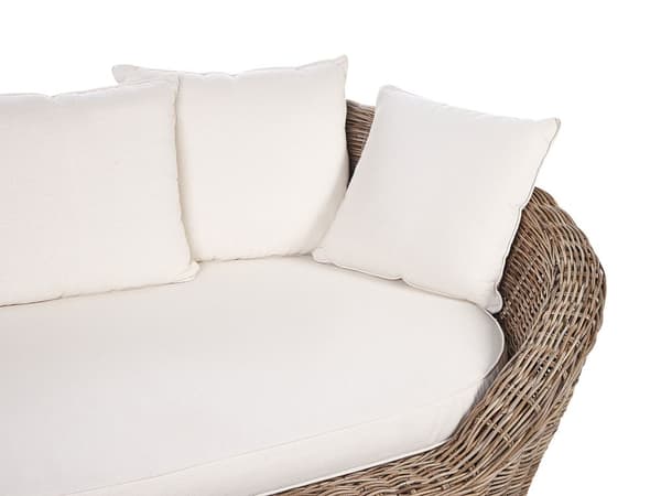 Utendørs daybed Natur Rotting 6 puter i beige farge Bohemsk og tradisjonell stil Hageseng Hagemøbler