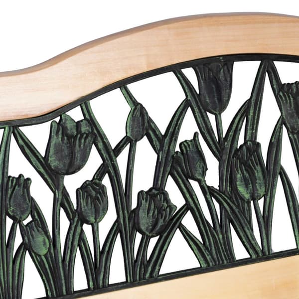 Havebænk 24x74x48 cm - Tulipanmønster - Træbænk