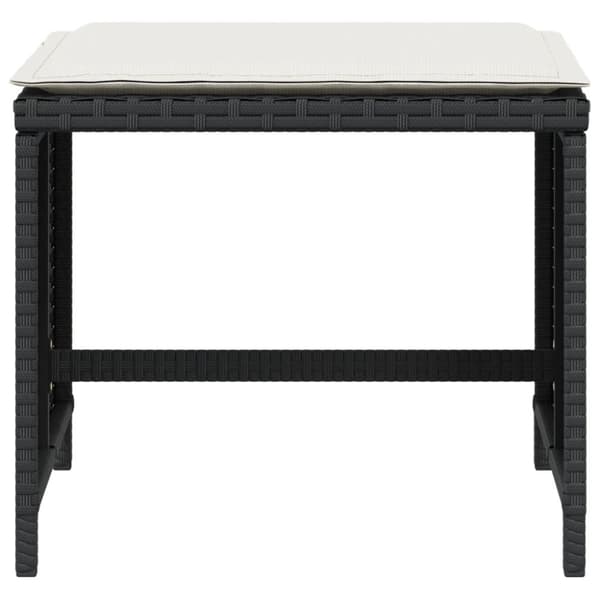 vidaXL haveskammel med hynder 4 stk. 40x40x35 cm polyrattan sort
