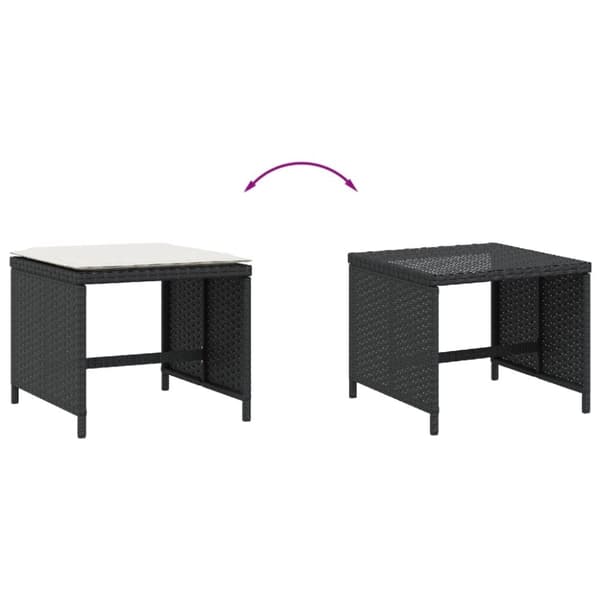 vidaXL haveskammel med hynder 4 stk. 40x40x35 cm polyrattan sort