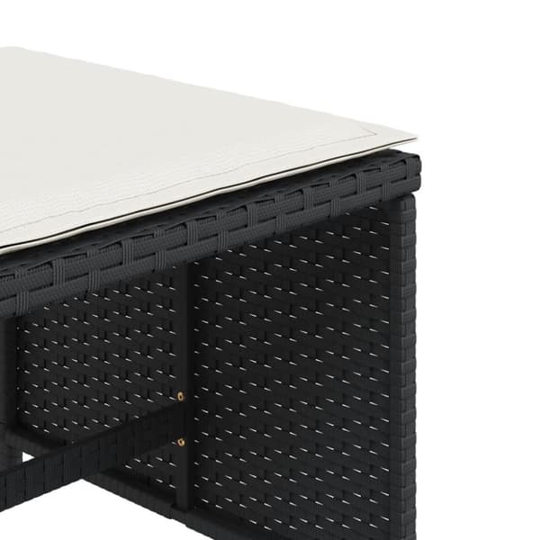 vidaXL haveskammel med hynder 4 stk. 40x40x35 cm polyrattan sort