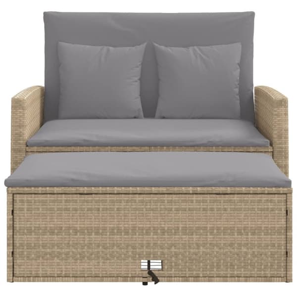 vidaXL 2-personers havesofa med hynder polyrattan beige