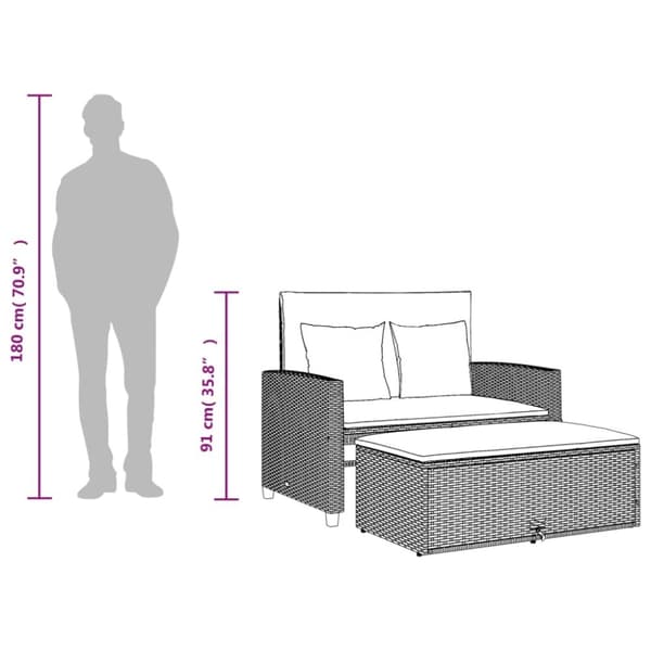 vidaXL 2-personers havesofa med hynder polyrattan beige