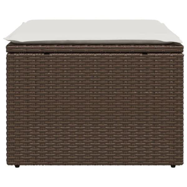 vidaXL haveskammel med hynde 55x55x37 cm polyrattan brun