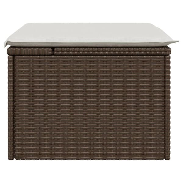 vidaXL haveskammel med hynde 55x55x37 cm polyrattan brun