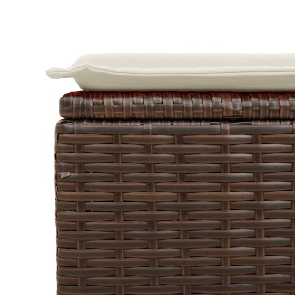 vidaXL haveskammel med hynde 55x55x37 cm polyrattan brun