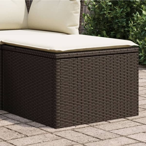 vidaXL haveskammel med hynde 55x55x37 cm polyrattan brun