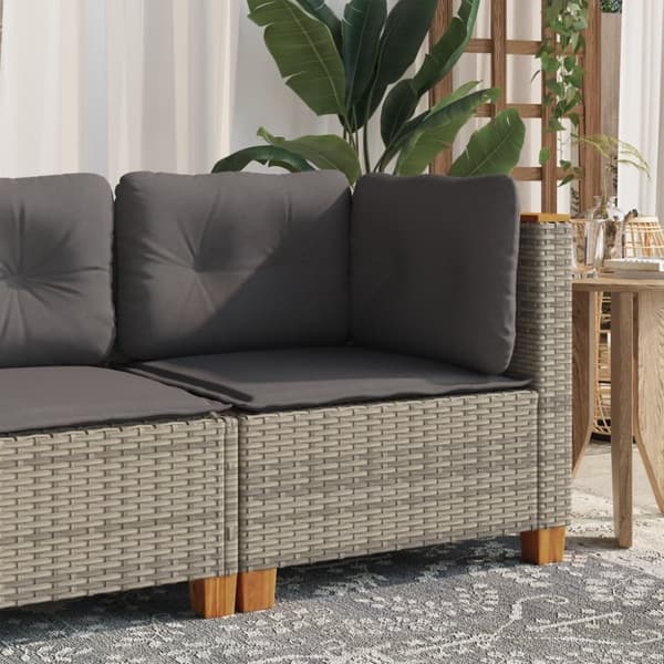 vidaXL hjørnemodul til havesofa med hynder polyrattan grå