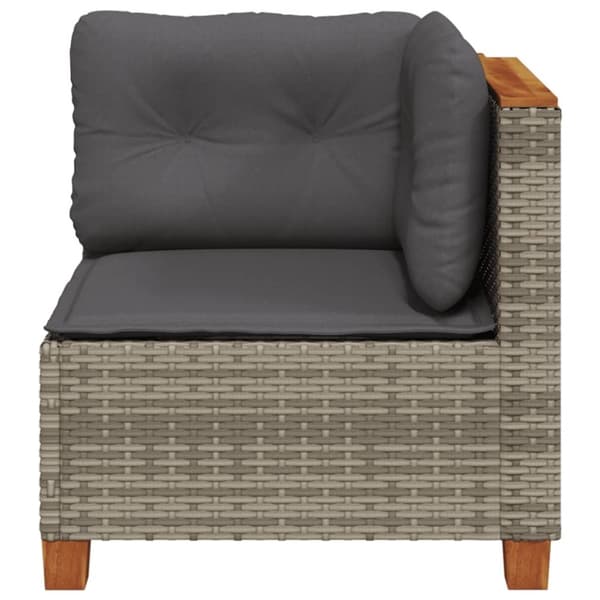 vidaXL hjørnemodul til havesofa med hynder polyrattan grå