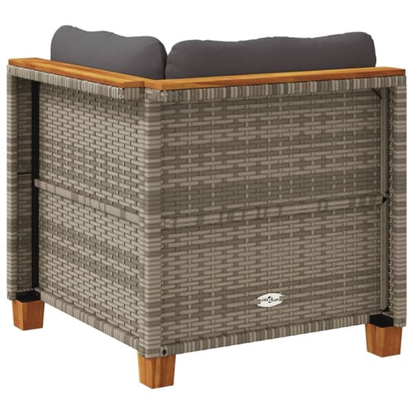 vidaXL hjørnemodul til havesofa med hynder polyrattan grå