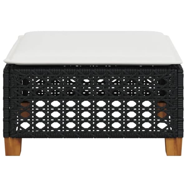 vidaXL haveskammel med hynde 63,5x56x32 cm polyrattan sort
