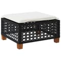 Miniatyrbillede 6 af 9: vidaXL haveskammel med hynde 63,5x56x32 cm polyrattan sort