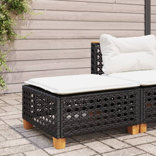 vidaXL haveskammel med hynde 63,5x56x32 cm polyrattan sort
