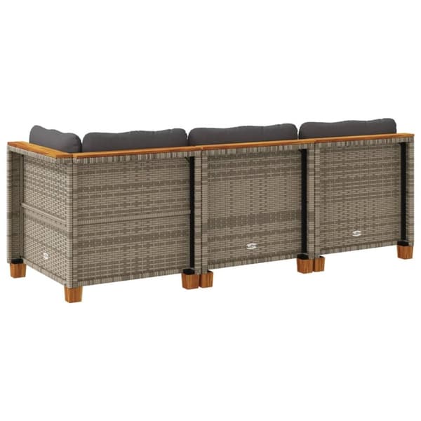 vidaXL 3-personers havesofa med hynder polyrattan grå