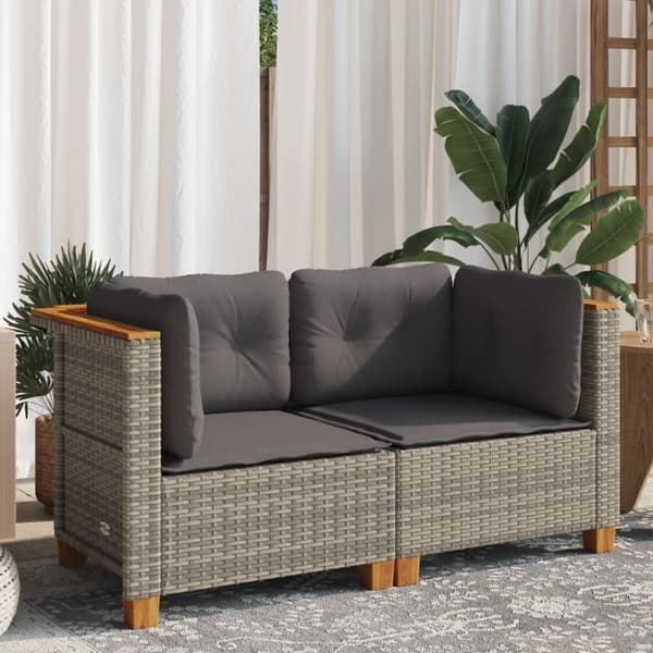 vidaXL hjørnemoduler til havesofa 2 stk. med hynder polyrattan grå