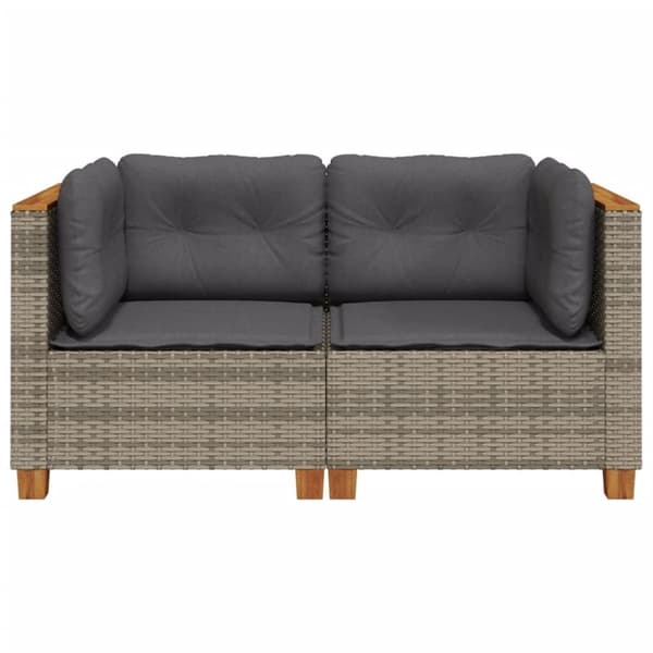 vidaXL hjørnemoduler til havesofa 2 stk. med hynder polyrattan grå