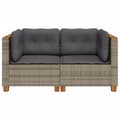 Miniatyrbillede 4 af 9: vidaXL hjørnemoduler til havesofa 2 stk. med hynder polyrattan grå
