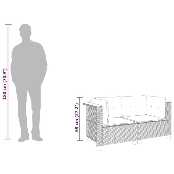 vidaXL hjørnemoduler til havesofa 2 stk. med hynder polyrattan grå