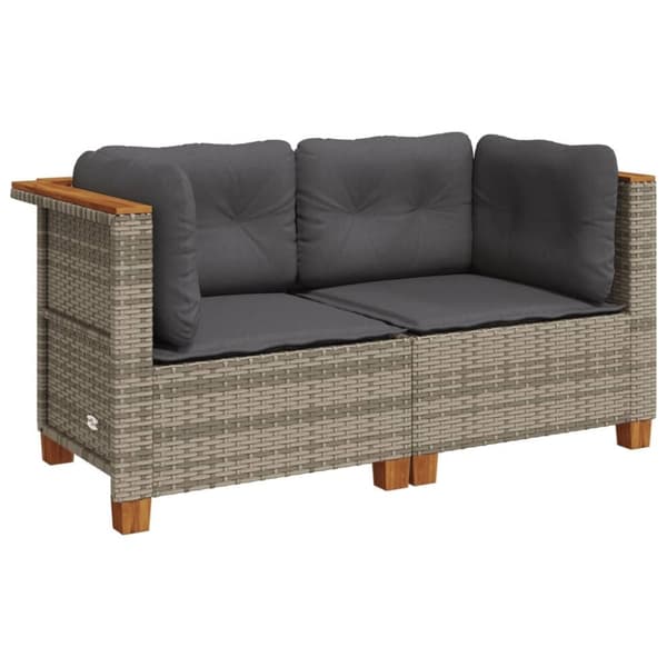 vidaXL hjørnemoduler til havesofa 2 stk. med hynder polyrattan grå