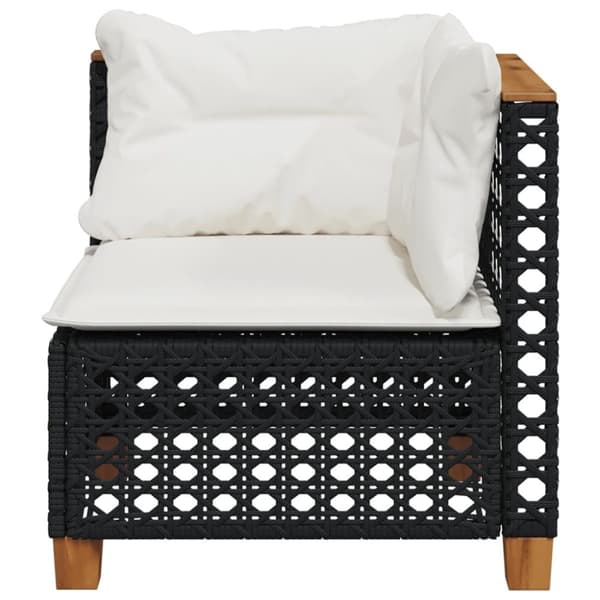 vidaXL hjørnemodul til havesofa med hynder polyrattan sort